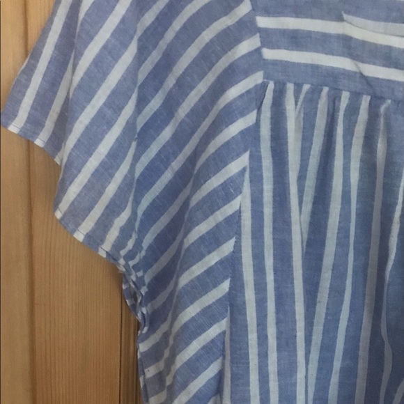 Blue and white striped blouse Sz L EUC - Picture 3 of 4